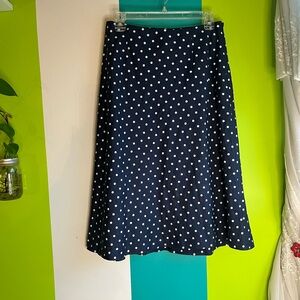Polka Dot Midi Skirt - Navy and White